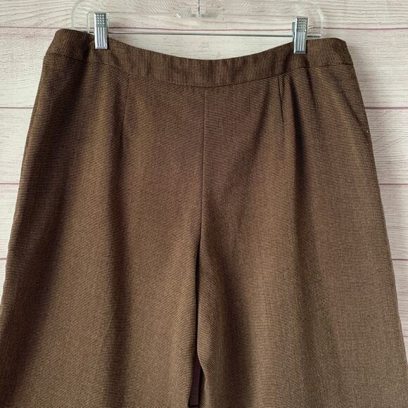 Briggs New York Brown Houndstooth Wide Leg Palazzo Cropped Pants Capris Size 14 - Picture 14 of 16